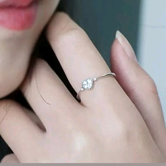 Aquamarine Heart Sterling Silver Ring - Picture 6 of 7